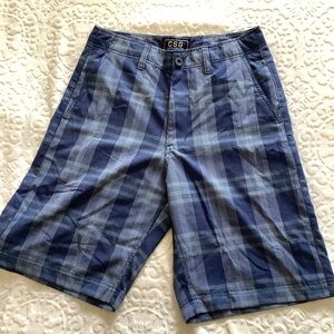 Y2K Vintage CSG Plaid Shorts Men’s 30 – Blue Baggy Skater Style, 10.5” Inseam